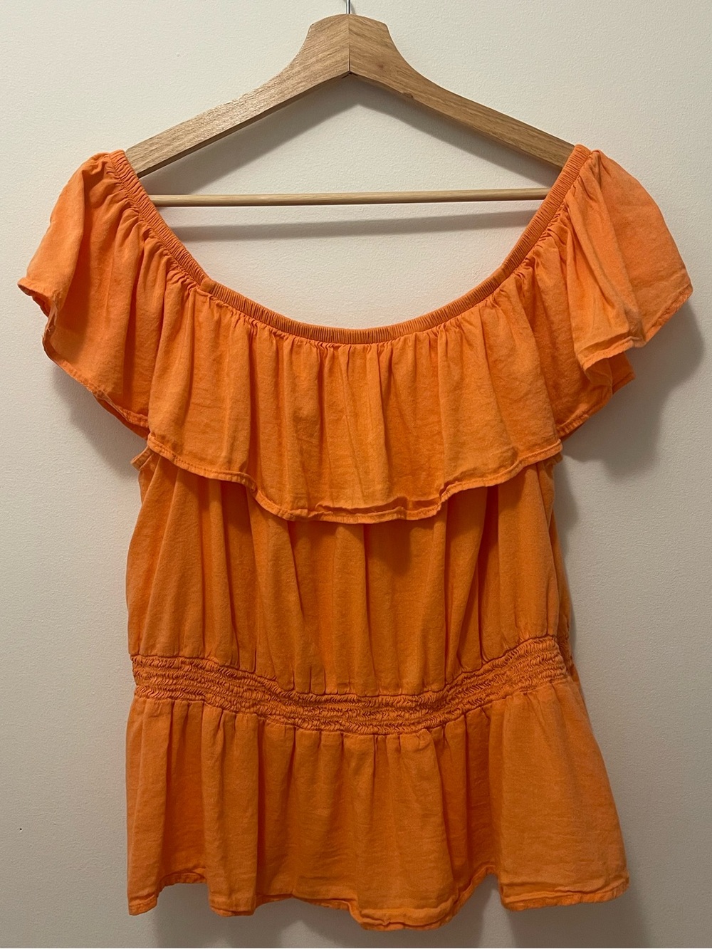 Orange Off-Shoulder Ruffle Tunic Top - Picture 2 of 7